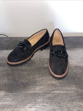 Cliffs by White Mountain Black Suede Chain-Detail Men’s Loafers